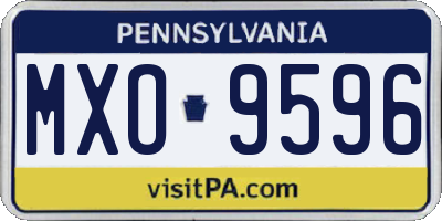 PA license plate MXO9596