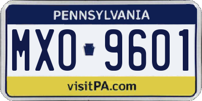 PA license plate MXO9601