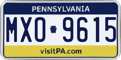 PA license plate MXO9615