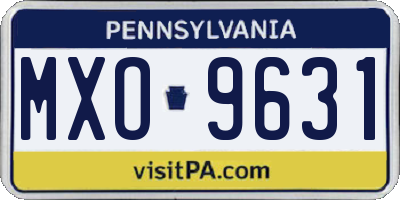 PA license plate MXO9631