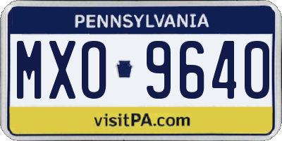 PA license plate MXO9640