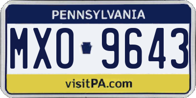 PA license plate MXO9643