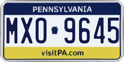 PA license plate MXO9645