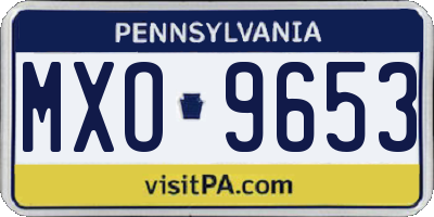 PA license plate MXO9653