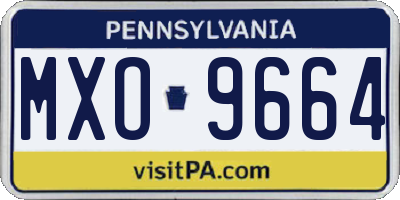 PA license plate MXO9664
