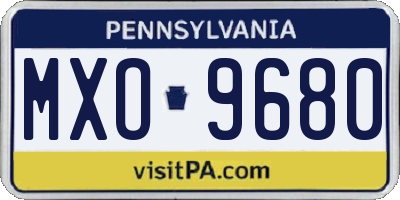 PA license plate MXO9680