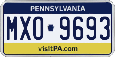 PA license plate MXO9693