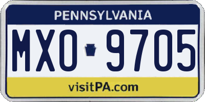 PA license plate MXO9705