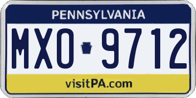 PA license plate MXO9712