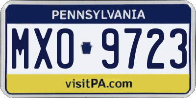 PA license plate MXO9723