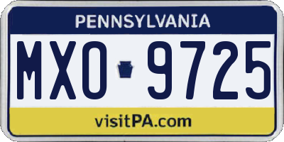 PA license plate MXO9725