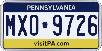 PA license plate MXO9726