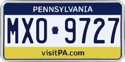 PA license plate MXO9727