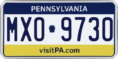 PA license plate MXO9730