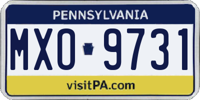 PA license plate MXO9731