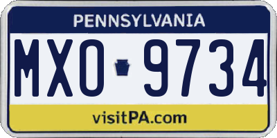 PA license plate MXO9734