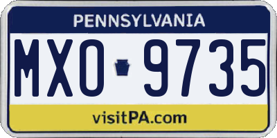 PA license plate MXO9735