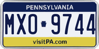 PA license plate MXO9744