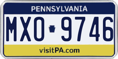 PA license plate MXO9746