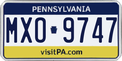 PA license plate MXO9747