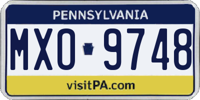 PA license plate MXO9748