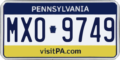 PA license plate MXO9749