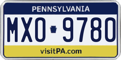 PA license plate MXO9780