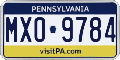 PA license plate MXO9784