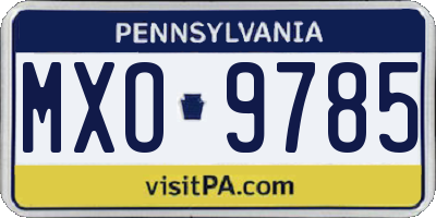 PA license plate MXO9785