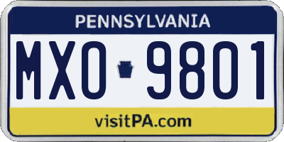 PA license plate MXO9801
