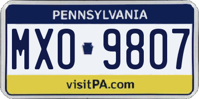 PA license plate MXO9807