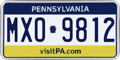 PA license plate MXO9812