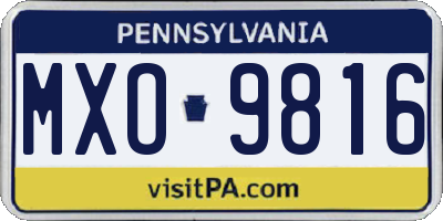 PA license plate MXO9816
