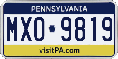 PA license plate MXO9819