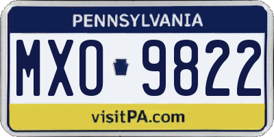 PA license plate MXO9822