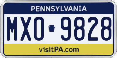 PA license plate MXO9828
