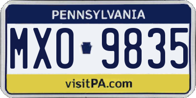 PA license plate MXO9835