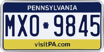 PA license plate MXO9845