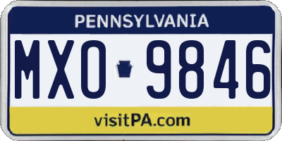 PA license plate MXO9846