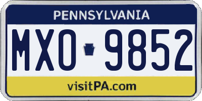 PA license plate MXO9852