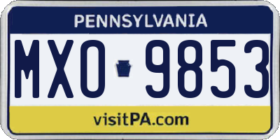 PA license plate MXO9853