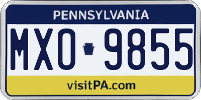 PA license plate MXO9855