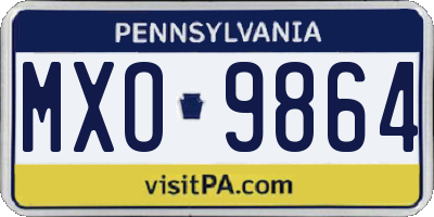 PA license plate MXO9864