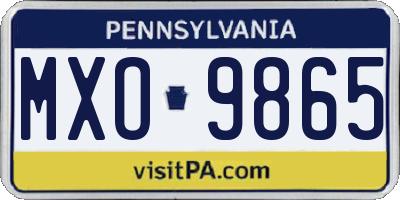 PA license plate MXO9865