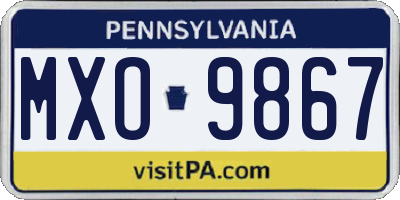 PA license plate MXO9867