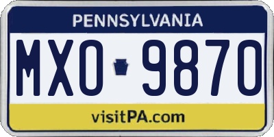 PA license plate MXO9870