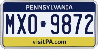 PA license plate MXO9872