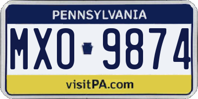 PA license plate MXO9874