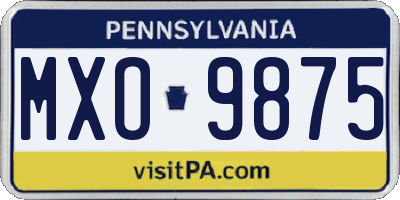 PA license plate MXO9875