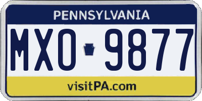 PA license plate MXO9877